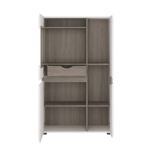Chelsea Living Low Display Cabinet 85 cm wide in white with an Truffle Oak Trim