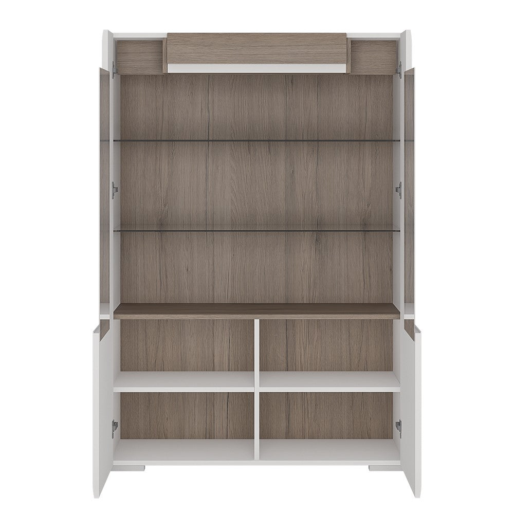 Toronto Low glazed 2 door display cabinet with internal shelves (inc. Plexi Lighting)