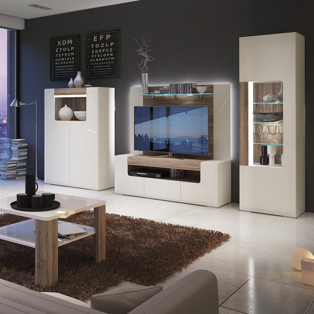 Toronto Low 2 Door cabinet with open shelf (inc. Plexi Lighting)