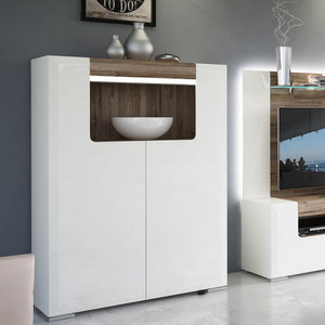 Toronto Low 2 Door cabinet with open shelf (inc. Plexi Lighting)