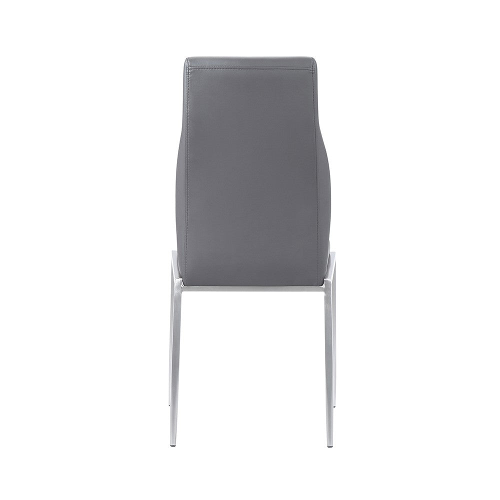 Milan High Back Chair Grey Faux Leather. Set of 2