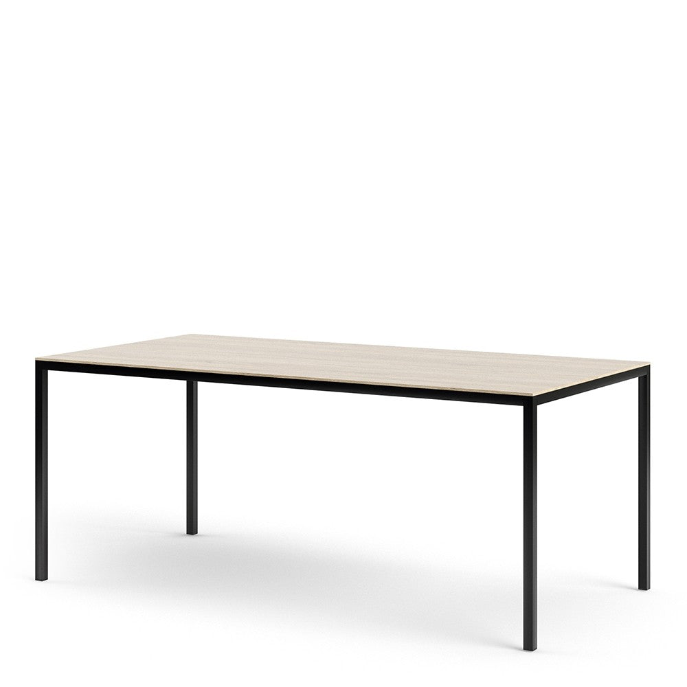 Family Dining Table 180cm Oak Table Top with Black Legs