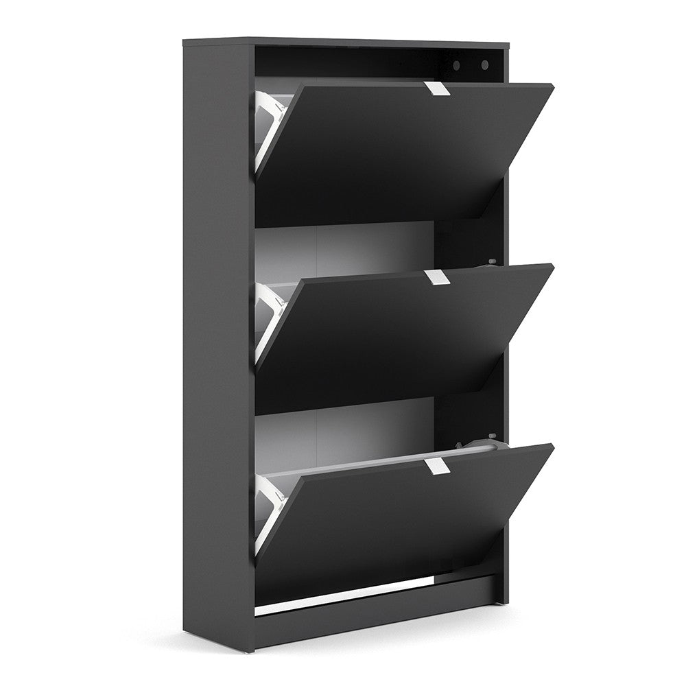 Shoes Shoe cabinet w. 3 tilting doors and 2 layers