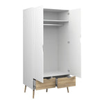 Oslo Wardrobe 2 Doors 2 Drawers in White and Oak FSC Mix 70 % NC-COC-060652