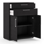 Prima Bookcase 2 Shelves with 2 Drawers and 2 Doors in Black woodgrain