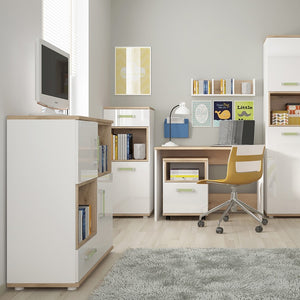 4KIDS 1 door 1 drawer narrow cabinet with lemon handles