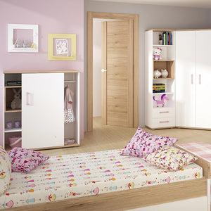 4KIDS Low cabinet with shelves (sliding door) with lilac handles