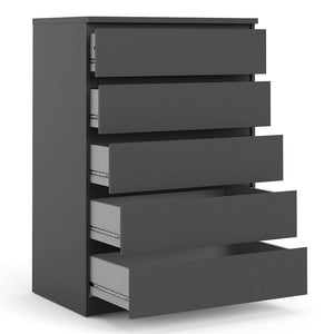 Naia Chest of 5 Drawers in Black Matt