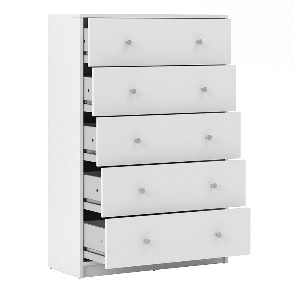 May Chest of 5 Drawers in White