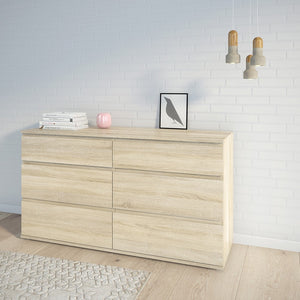 Nova Wide Chest of 6 Drawers (3+3) in Oak