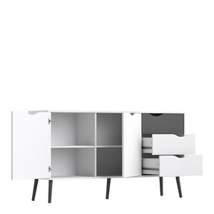 *Oslo Sideboard - Large - 3 Drawers 2 Doors in White and Black Matt