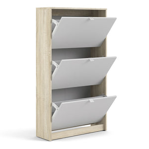 Shoes Shoe cabinet w. 3 tilting doors and 2 layers