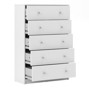 Nova Chest of 5 Drawers in White