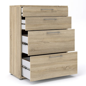 Prima Bookcase 2 Shelves with 2 Drawers + 2 File Drawers in Oak
