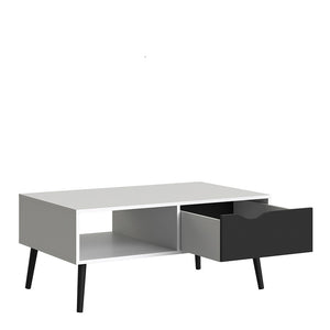 Oslo Coffee Table 1 Drawer 1 Shelf in White and Black Matt FSC Mix 70 % NC-COC-060652