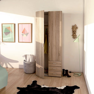 Space Wardrobe - 2 Doors 3 Drawers in Oak 2000