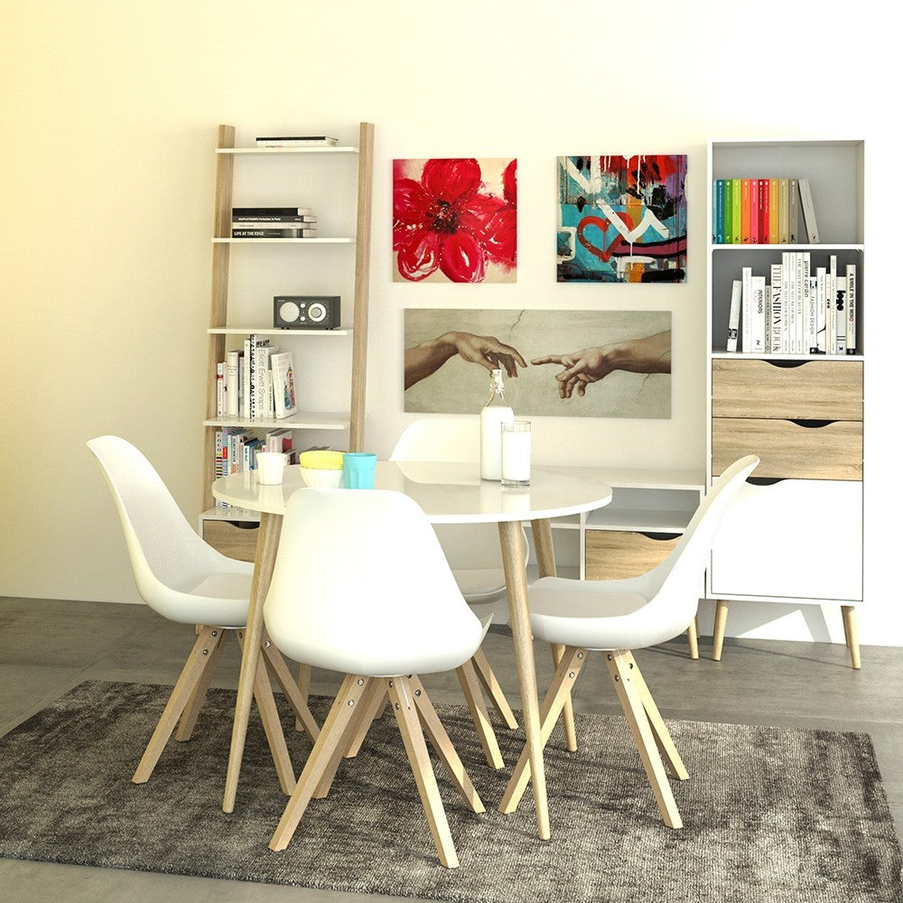 Oslo Dining Table - Small (100cm) in White and Oak