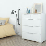 Line Chest of 5 Drawers (2+3) in White and Oak