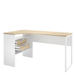 Function Plus Corner Desk 2 Drawers in White and Oak FSC Mix 70 % NC-COC-060652