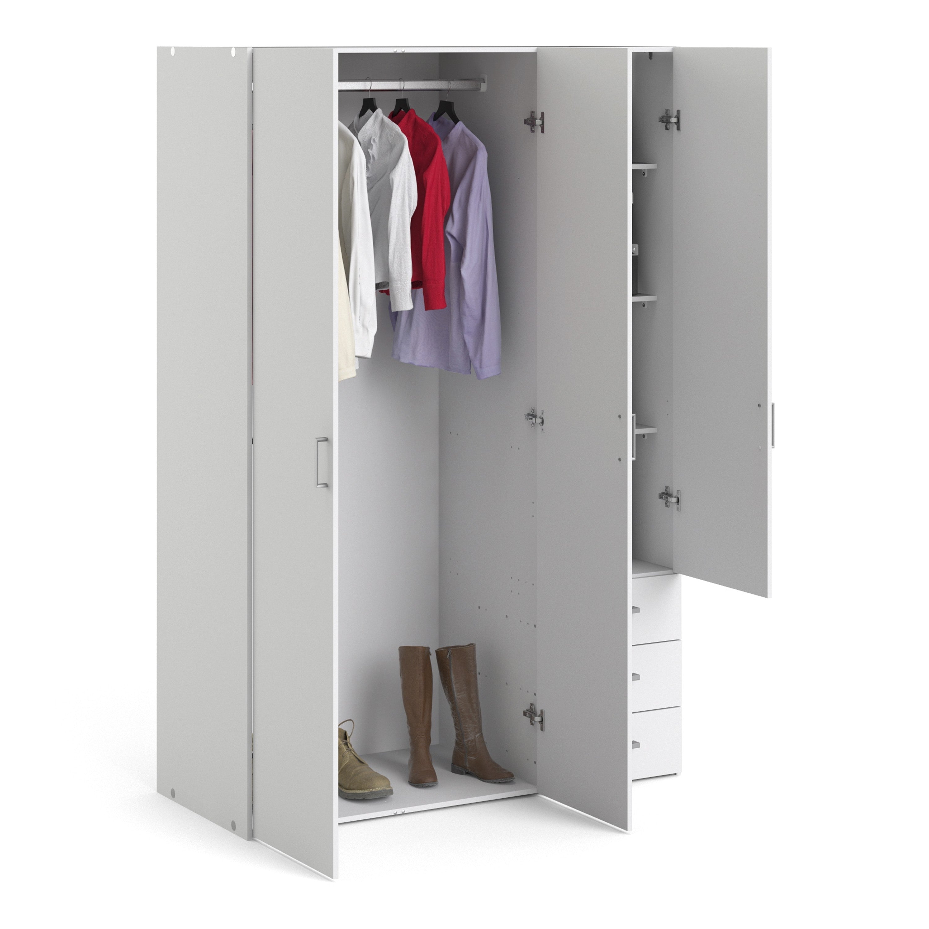 Space Wardrobe with 3 doors + 3 drawers White 1750