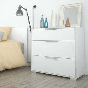 Line Chest of 3 Drawers in White and Oak