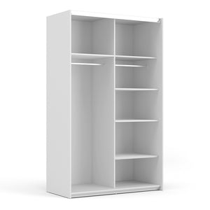 Verona Sliding Wardrobe 120cm in White with Oak Doors with 5 Shelves