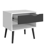 Oslo Bedside 1 Drawer in White and Black Matt