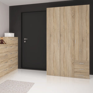 Space Wardrobe - 3 Doors 3 Drawers in Oak 2000