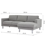 Cleveland Chaiselongue Sofa (RH) in Nova Light Grey
