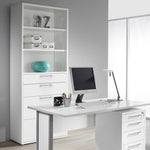 Prima Bookcase 5 Shelves with 2 Drawers + 2 File Drawers in White