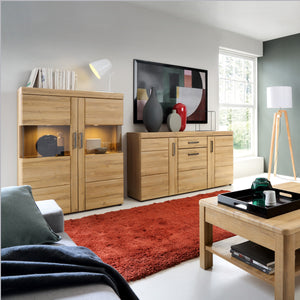 Cortina 3 door glazed sideboard in Grandson Oak