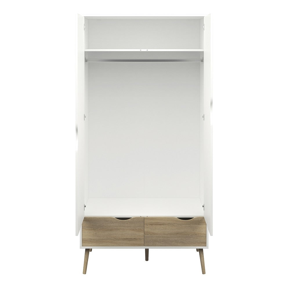 Oslo Wardrobe 2 Doors 2 Drawers in White and Oak FSC Mix 70 % NC-COC-060652