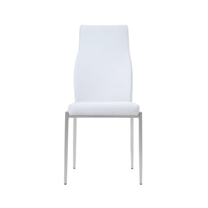 Milan High Back Chair White Faux Leather. Set of 2