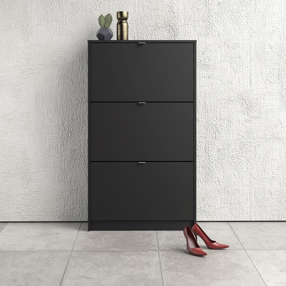 Shoes Shoe cabinet w. 3 tilting doors and 2 layers