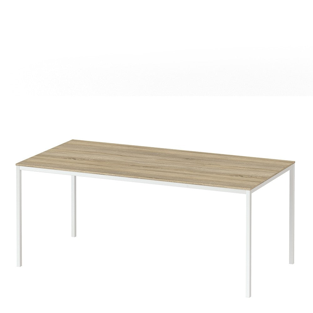 Family Dining Table 180cm Oak Table Top with White Legs