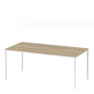 Family Dining Table 180cm Oak Table Top with White Legs