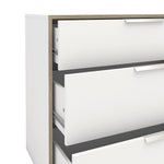 Line Wide Chest of 6 Drawers (3+3) in White and Oak