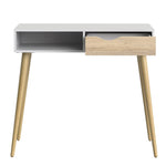 Oslo Console Table 1 Drawer 1 Shelf in White and Oak FSC Mix 70 % NC-COC-060652