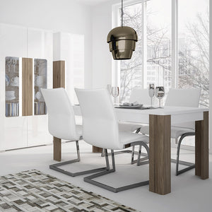 Dining set package Toronto 160 cm Dining Table + 6 Milan High Back Chair White.