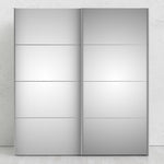 Verona Sliding Wardrobe 180cm in Oak with Mirror Doors with 5 Shelves