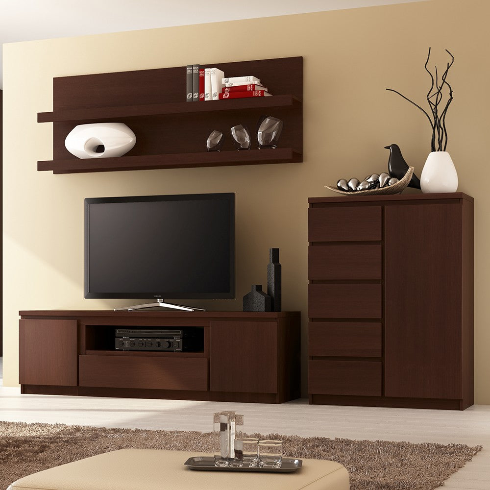 *Pello 136 cm Wide Wall Shelf in Dark Mahogany