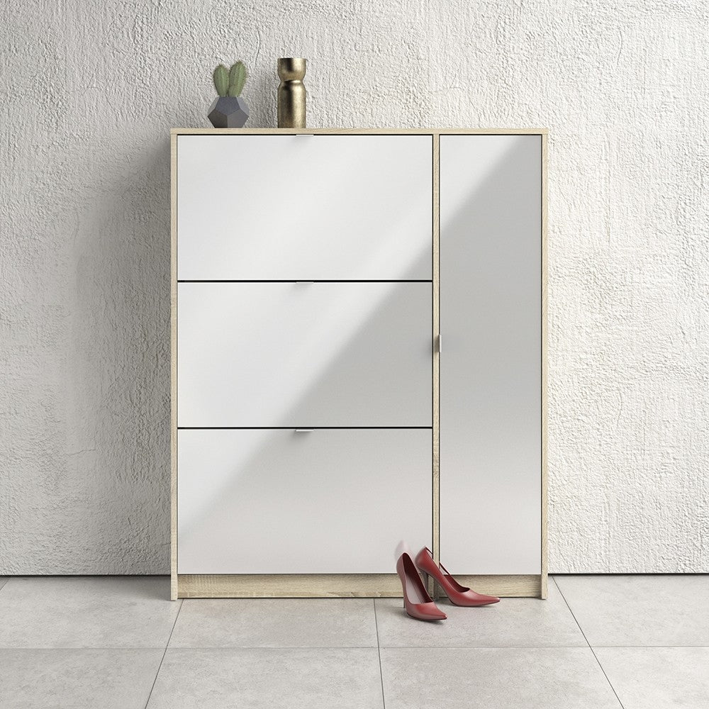 Shoes Shoe cabinet w. 3 tilting doors and 2 layers + 1 door