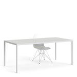 Family Dining Table 180cm White Table Top with White Legs