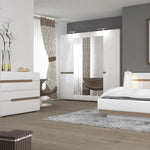 Chelsea Bedroom Double Bed in white with an Truffle Oak Trim