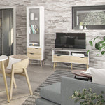 Oslo TV Unit 2 Drawers in White and Oak FSC Mix 70 % NC-COC-060652  Oslo TV Unit 2 Drawers in White and Oak FSC Mix 70 % NC-COC-060652