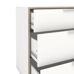 Line Chest of 3 Drawers in White and Oak