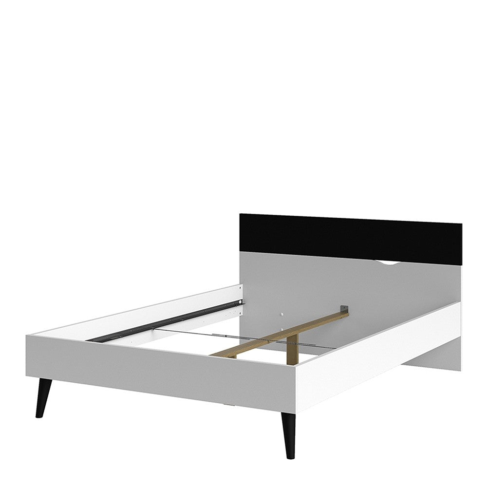 Oslo Euro Double Bed (140 x 200) in White and Black Matt