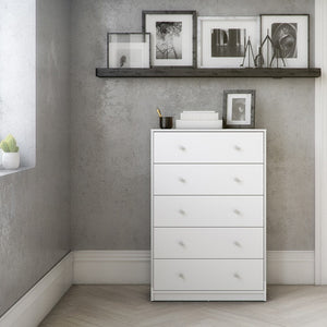 Nova Chest of 5 Drawers in White