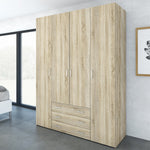 Space Wardrobe - 4 Doors 3 Drawers in Oak 2000