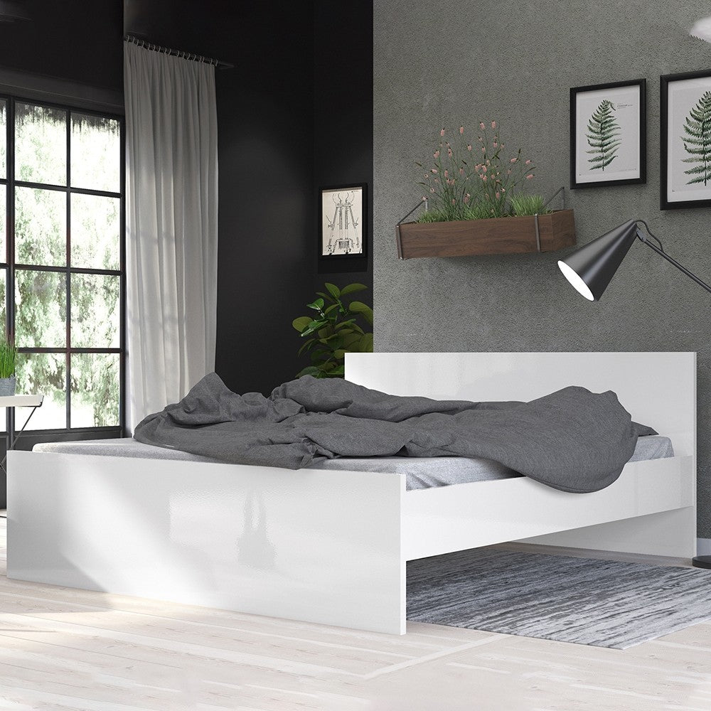 Naia Euro King Bed (160 x 200) in White High Gloss